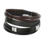 Armband aus schwarzem und braunem Leder 