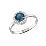 Women's ring with London blue topaz and zirconia 