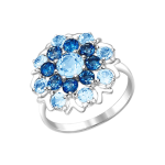 Women's ring with London Blue Topaz and Sky Topaz 