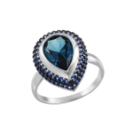 Ladies ring with London sitall and blue zirconia 