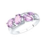 Women's ring with amethysts and zirconia 