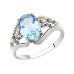 Women's ring with topaz and zirconia 