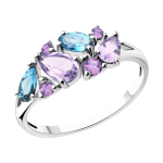 Damenring mit Amethyst, Zirkonia und Topas 