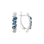Earrings with blue topaz and zirconia 