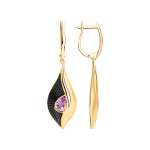 Gilded earrings with amethyst 