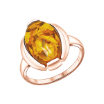 Кольцо из золочёного серебра с янтарём 