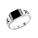 Men's ring with zirconia and enamel 