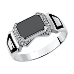 Men's ring with onyx and zirconia 