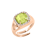 женское кольцо с перидотом и фианитами 