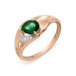 Women's ring with diamonds and emerald 