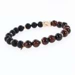 Armband mit schwarzen Jade Bianshi und Tigeraugen 