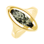 Gilded women's ring with green amber 