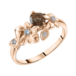 Women's ring with smoky topaz and zirconia 