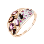 Women's ring with garnets, rodoliths and zirconia 