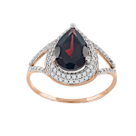 Women's ring with garnet and zirconia 