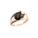 Women's ring with smoked topaz and zirconia 