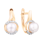 Earrings with zirconia and pearl 