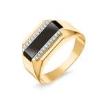 Men's ring with onyx and diamonds 