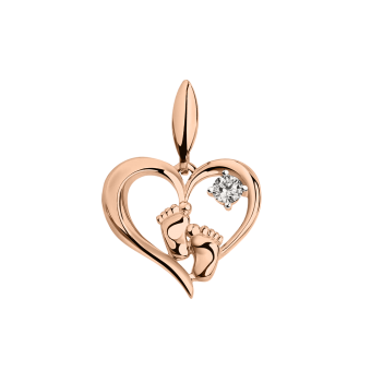 Pendant heart with zirconia and baby foot 