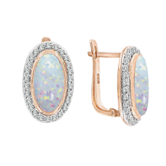 Earrings with opal and zirconia 