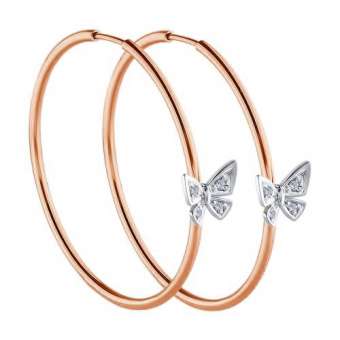 Hoop earrings butterfly with brilliants 