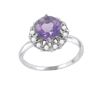 Ladies Ring with Amethyst and zirconia 