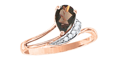 Women's ring with zirkonia and smoky topaz 