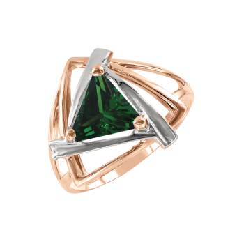 Women's ring with a green emerald 