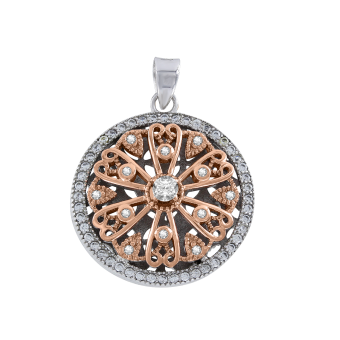 Pendant with zirconia, gold plated 