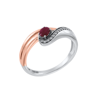 Кольцо с бриллиантами и рубином 