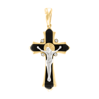 Pendant cross with enamel and zirconia 