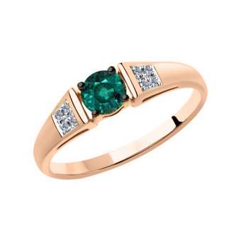 Women's ring with emerald and diamonds 