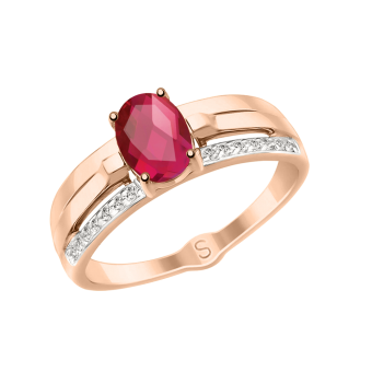 Women's ring with ruby and zirconia 