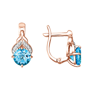 Earrings with blue topaz and zirconia 