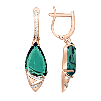 Earrings with quartz and zirconia 