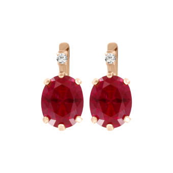 Earrings with ruby and zirconia 