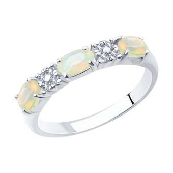 Women's ring with opals and zirconia 