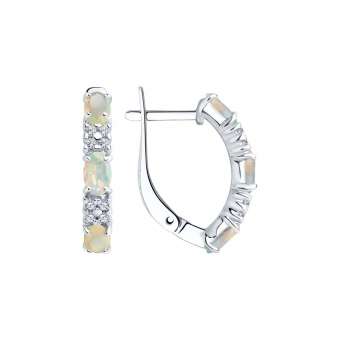 Earrings with opals and zirconia 