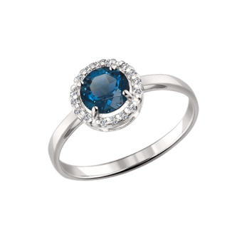 Women's ring with London blue topaz and zirconia 