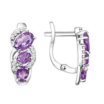 Earrings with amethysts and zirconia 