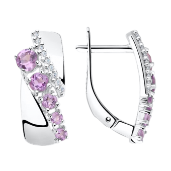 Earrings with amethyst and zirconia 