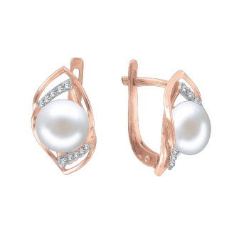 Earrings with pearls and zirconia 