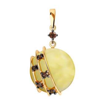 Gilded pendant with amber and zirconia 