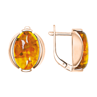 Gilded earrings with amber 