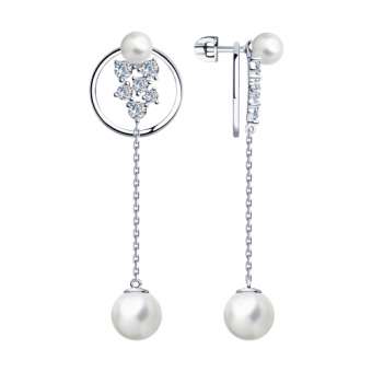 Stud earrings with pearls and zirconia 