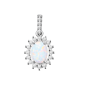 Pendant with opal and zirconia 