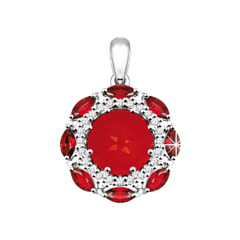 Pendant with coral and zirconia 