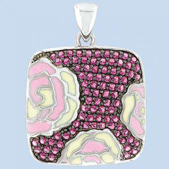 Pendant with enamel and zirconia 