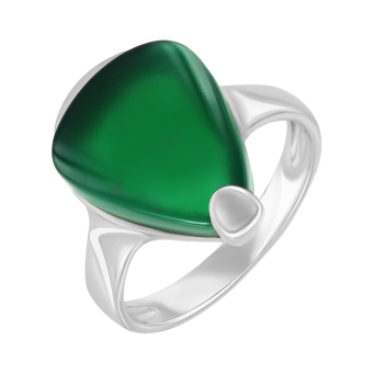 Кольцо с зеленым агатом 