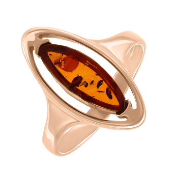 Gilded women's ring with amber 